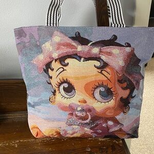 Cute Betty Boop Inspired Pink Graphic Tote Bag. New